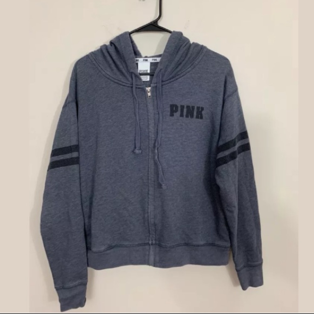 Victorias Secret PINK Slouchy Zip Stripe Hoodie XS